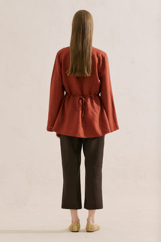 Pleated Linen Kimono Jacket Tile