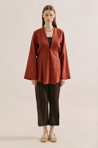 Pleated Linen Kimono Jacket Tile