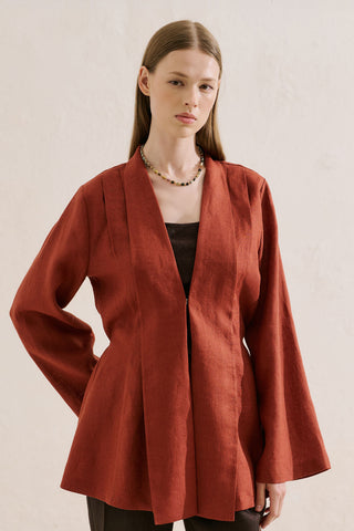 Pleated Linen Kimono Jacket Tile
