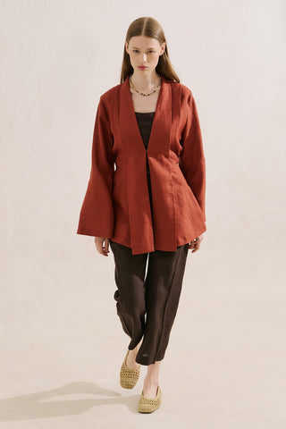 Pleated Linen Kimono Jacket Tile