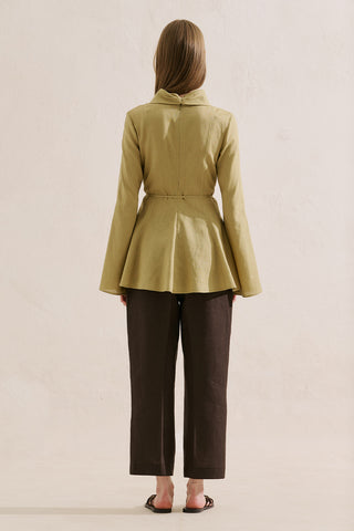 Linen Blend High Neck Tunic Yellow