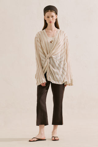 Linen Blend Knot Detail Blouse Tile