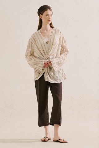 Linen Blend Knot Detail Blouse Tile