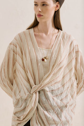 Linen Blend Knot Detail Blouse Tile