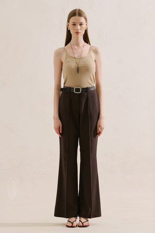 Leather Belt With Silver Buckle Dark Brown