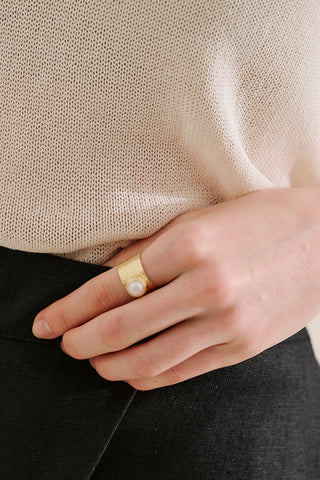 Pearl Matte Finish Ring Gold