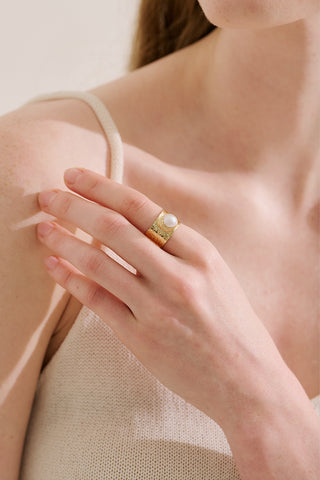 Pearl Matte Finish Ring Gold