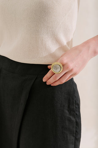 Hammered Matte Finish Ring Gold