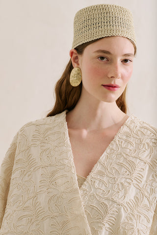 Premium Embroidered Kimono Ecru