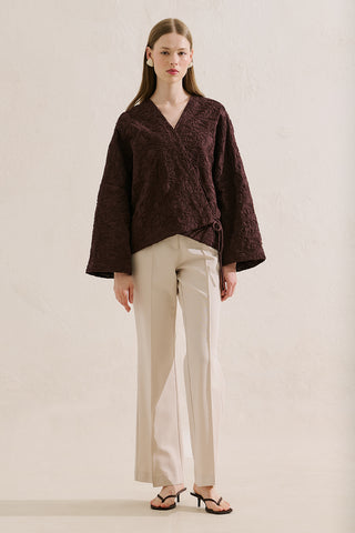 Premium Embroidered Kimono Brown