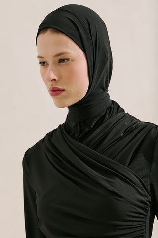 Draped Modest Swim Set Black