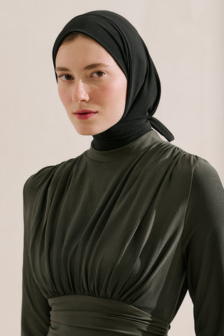 Ruffle Detail Belted Modest Swim Set Green