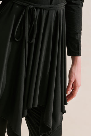 Modest Swim Set With Asymmetric Skirt Black