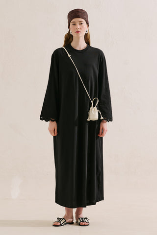 Embroidered Relaxed Dress Black