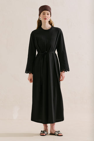 Embroidered Relaxed Dress Black