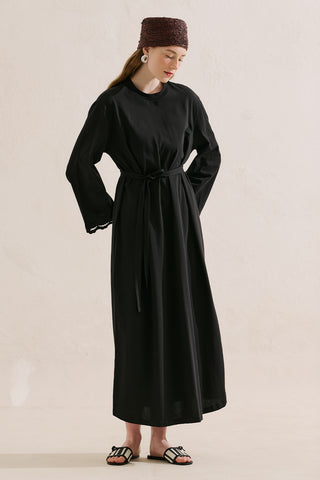 Embroidered Relaxed Dress Black
