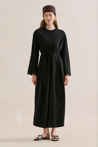 Embroidered Relaxed Dress Black