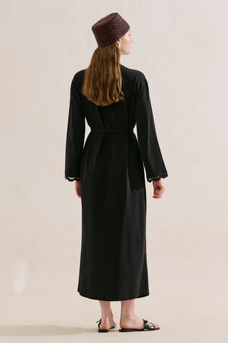Embroidered Relaxed Dress Black