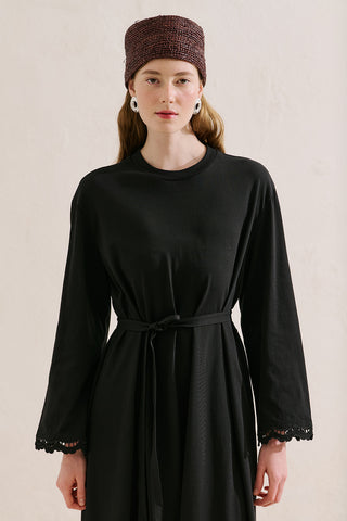 Embroidered Relaxed Dress Black