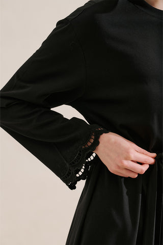 Embroidered Relaxed Dress Black