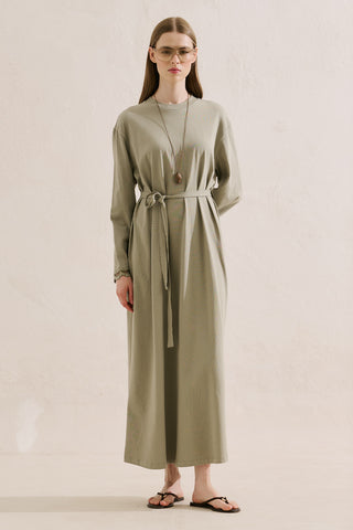 Embroidered Relaxed Dress Sage Green