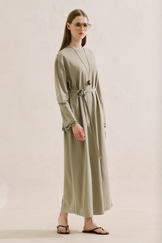 Embroidered Relaxed Dress Sage Green
