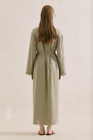 Embroidered Relaxed Dress Sage Green