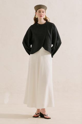 Linen Cape Style Shirt Black