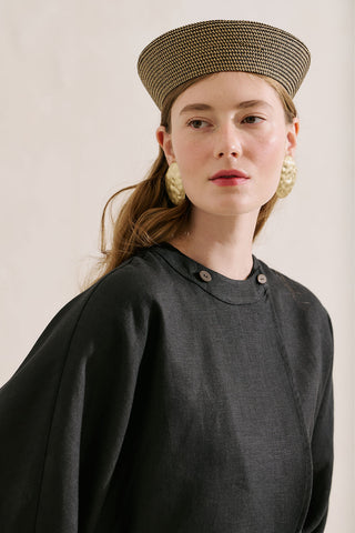 Linen Cape Style Shirt Black