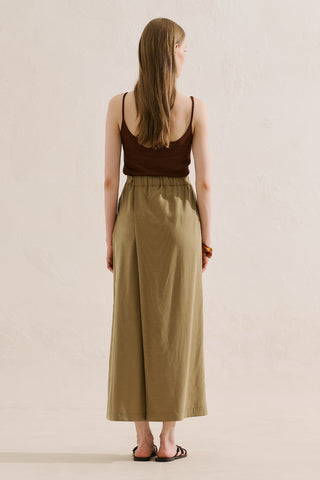 Linen Blend Skirt Effect Trousers Camel