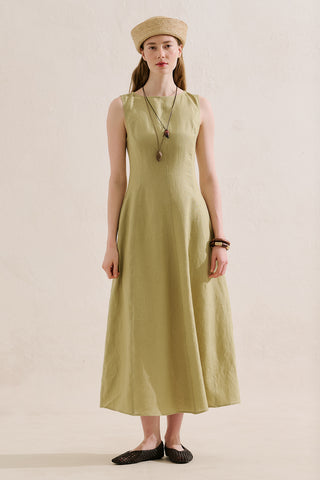 Draped Linen Dress Sand