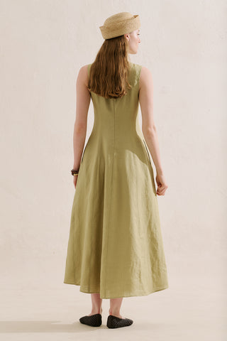 Draped Linen Dress Sand