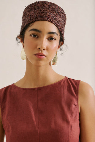 Draped Linen Dress Copper