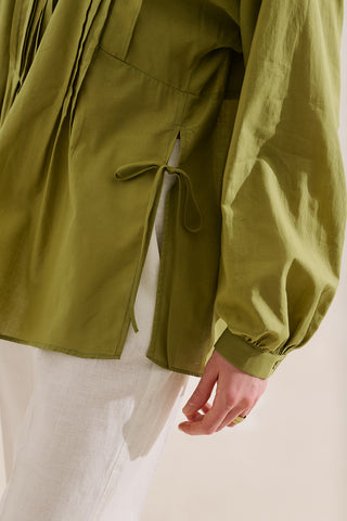 Flowing Tunic With Ruffle Detail Green