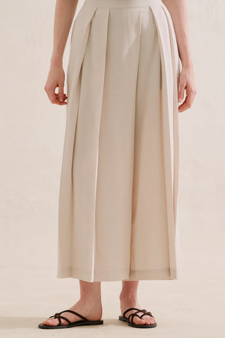 Linen Blend Skirt Effect Trousers Stone