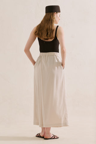 Linen Blend Skirt Effect Trousers Stone