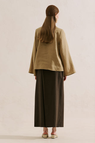 Layered Collar Linen Blouse Sahara