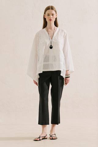 Premium Embroidered Cape Blouse Ecru