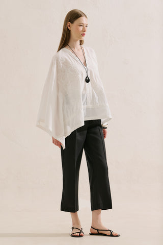 Premium Embroidered Cape Blouse Ecru