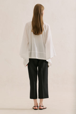 Premium Embroidered Cape Blouse Ecru