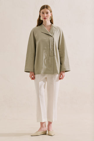Linen Blend Tie Detail Tunic Sand