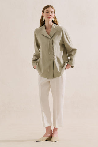 Linen Blend Tie Detail Tunic Sand