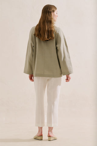 Linen Blend Tie Detail Tunic Sand