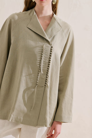 Linen Blend Tie Detail Tunic Sand