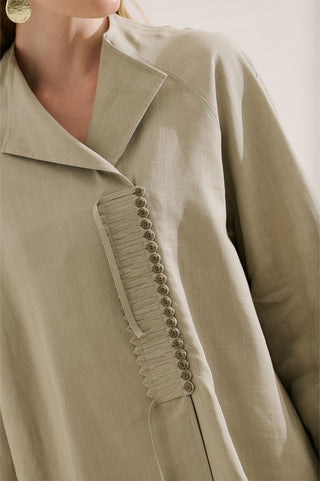 Linen Blend Tie Detail Tunic Sand