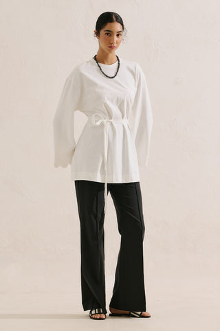 Embroidered Wide Sleeve Blouse Ecru