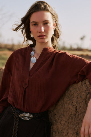Muslin Wide Sleeve Blouse Tile