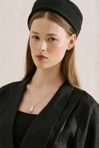Pleated Linen Kimono Jacket Black