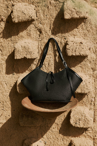 Ezra Woven Tote Bag Black