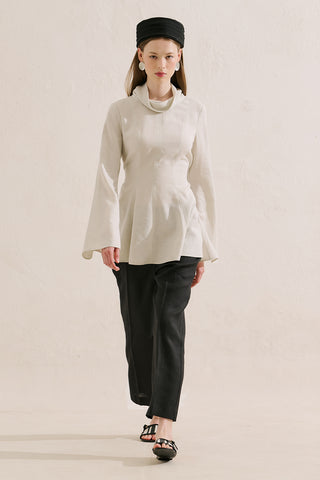 Linen Blend High Neck Tunic Stone